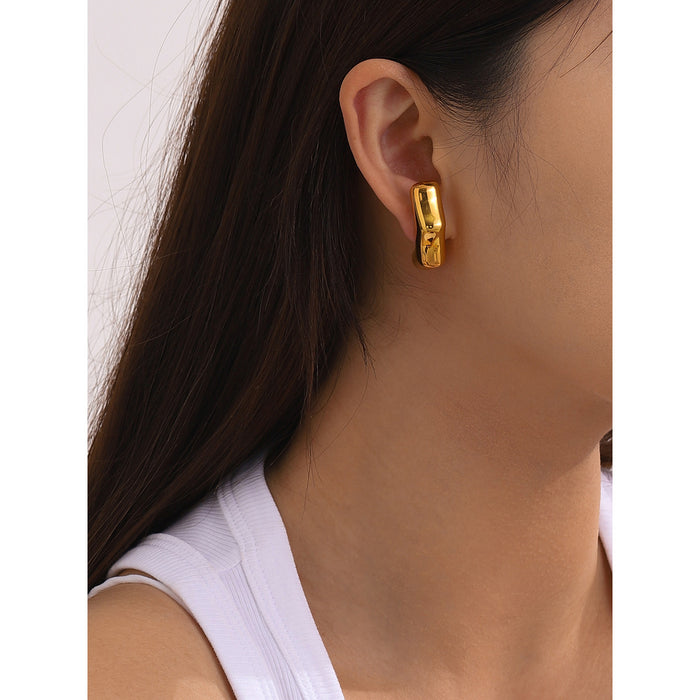 Amazon New 18K Gold Stainless Steel Bamboo Earrings - High-End Titanium Steel Jewelry