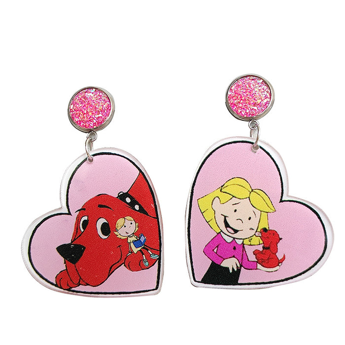 Cartoon big dog acrylic earrings