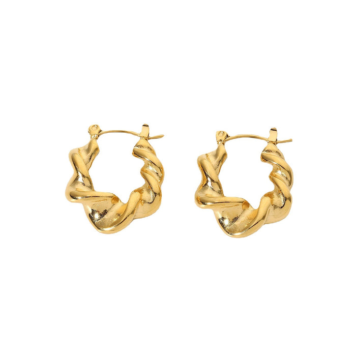 Cross-Border  Gold Plated Stainless Steel Braided Hoop Earrings - Titanium Steel Geometric Jewelry