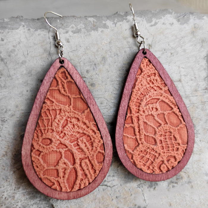 Wooden drop earrings