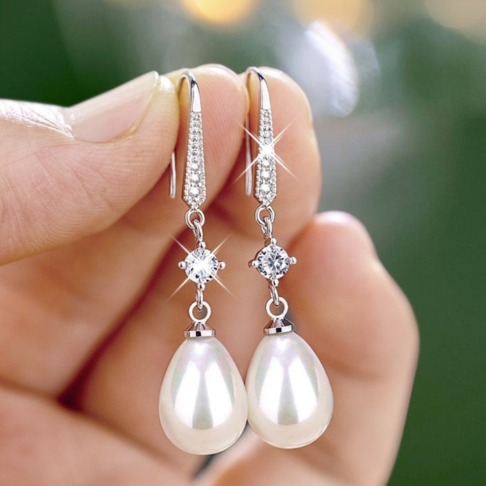 Pendientes de gota de agua, pendientes de circonita, pendientes de boda para mujer