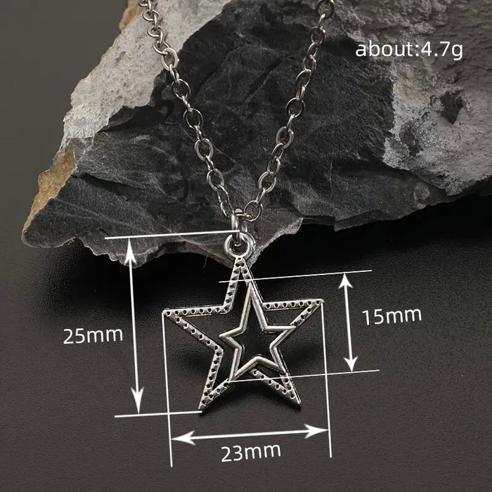 Hollow five-pointed star sweater chain three-dimensional star necklace