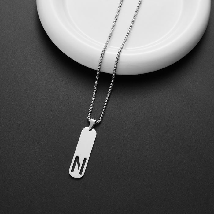 Military brand pendant necklace, European and American independent station stainless steel punk hip-hop English letter all-match chain wholesale