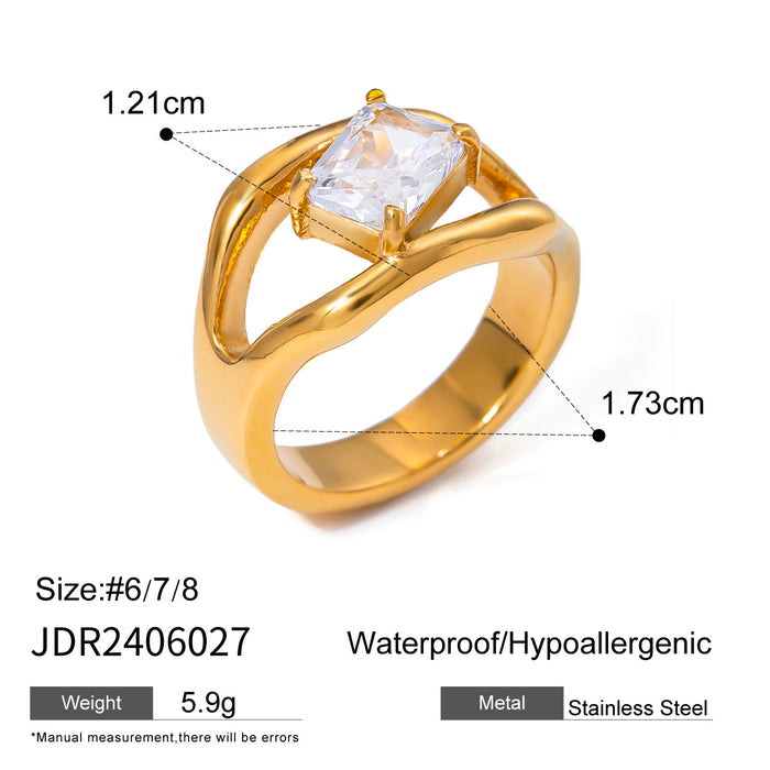 18k gold stainless steel zircon ring
