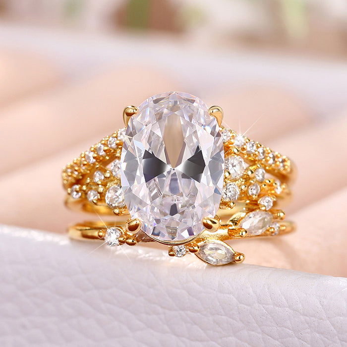 Anillo de bodas de circonita creativa para mujer con diseño en forma de lágrima.