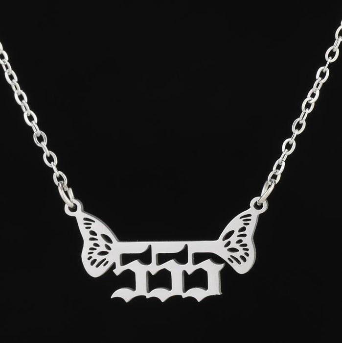 Angel number necklace, cross-border new stainless steel 000-999 Angel butterfly necklace 2023