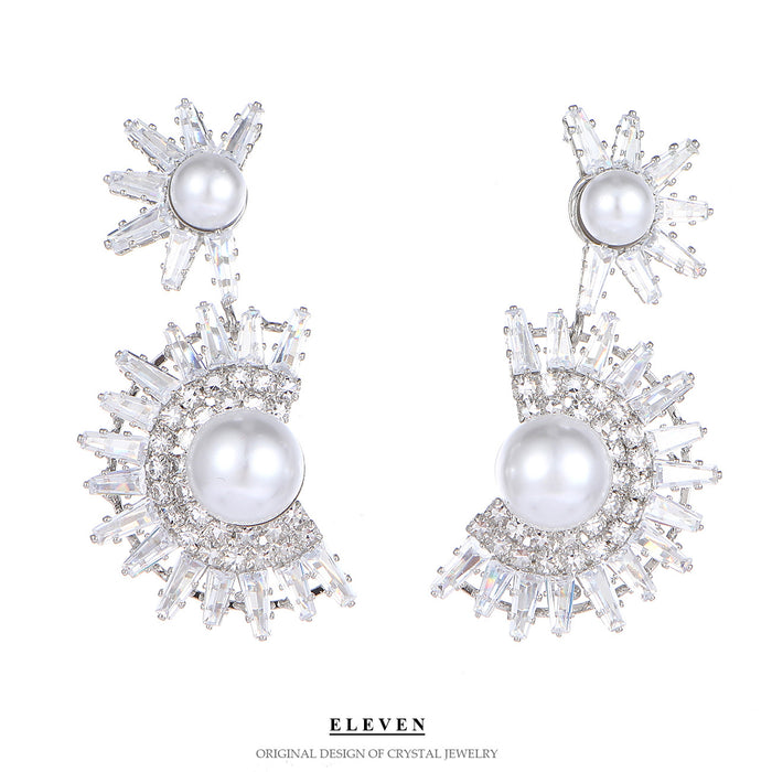 Creative Flower Pearl Drop Earrings - Elegant Bridal Jewelry for Women