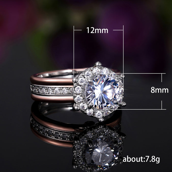 Two-tone zircon engagement ring