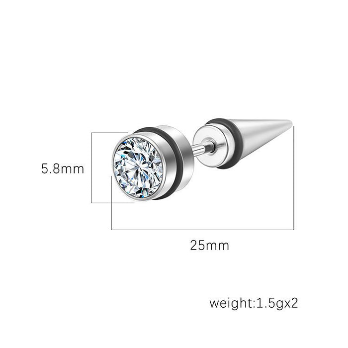 Simple diamond-studded cone earrings, trendy and versatile stainless steel earrings