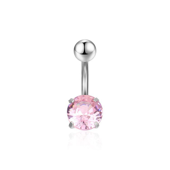 Stainless steel zircon round double head belly button ring belly button nail