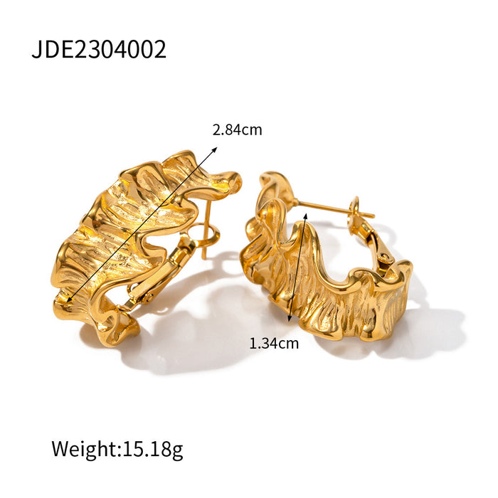 European Cross-Border 18K Gold-Plated Stainless Steel Lava Textured Earrings - Non-Fading Jewelry for Women