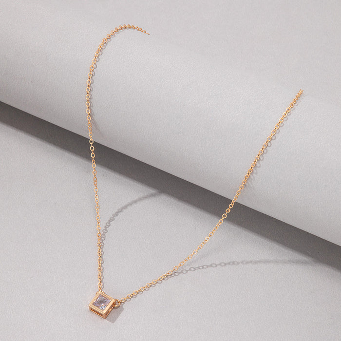 Simple Square Pendant Necklace - Ins-Style Minimalist Choker