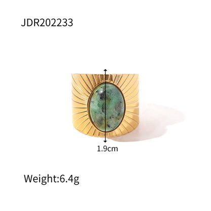 18K Gold Stainless Steel Round Zircon Ring with Weave Design