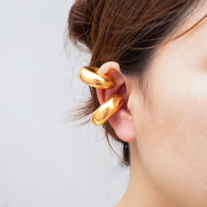 Pendientes redondos huecos de acero inoxidable chapados en oro de 18 quilates, pendientes sencillos para mujer