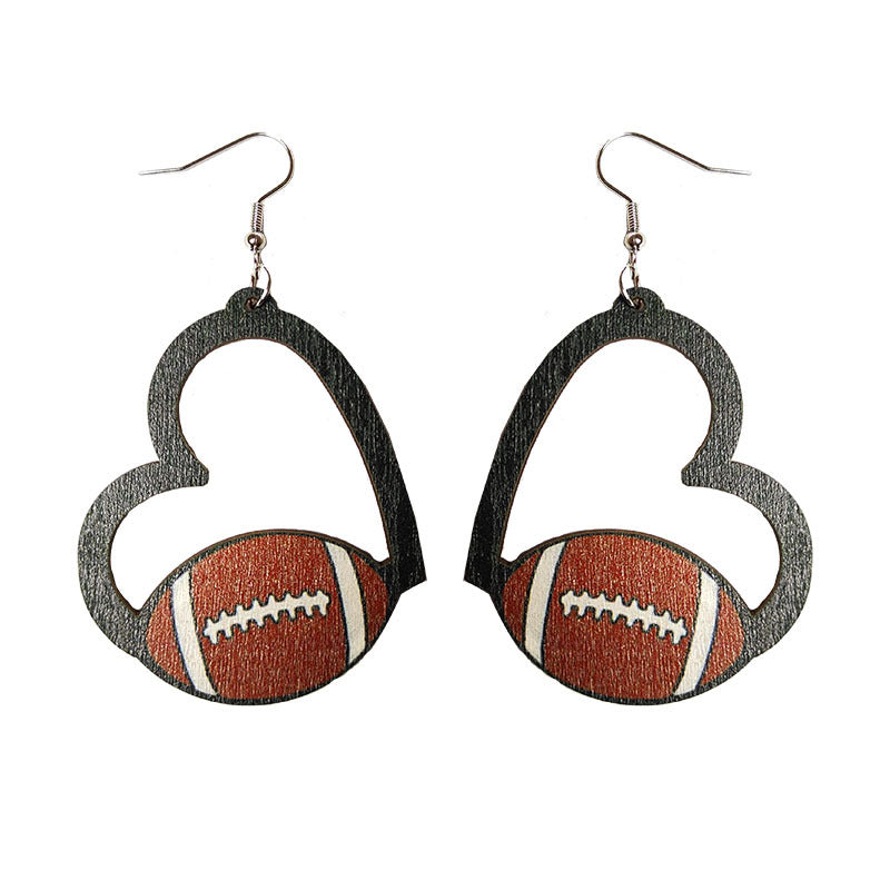 Ball sports wooden earrings