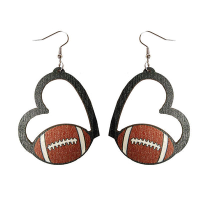 Ball sports wooden earrings