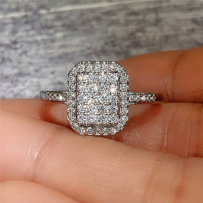 Anillo de plata bañado en cobre con circonitas y diamantes para mujer