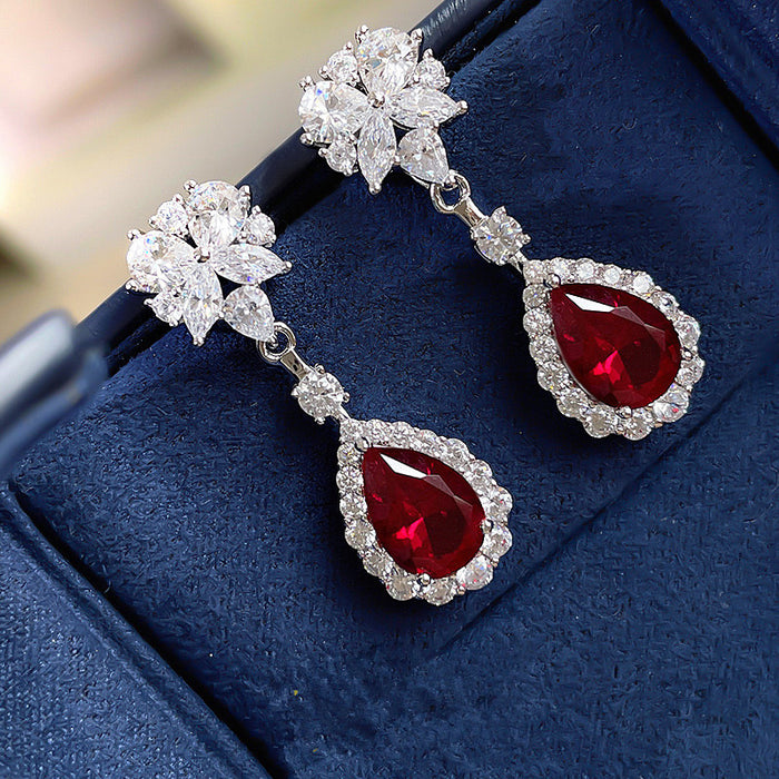 Long earrings floral teardrop earrings
