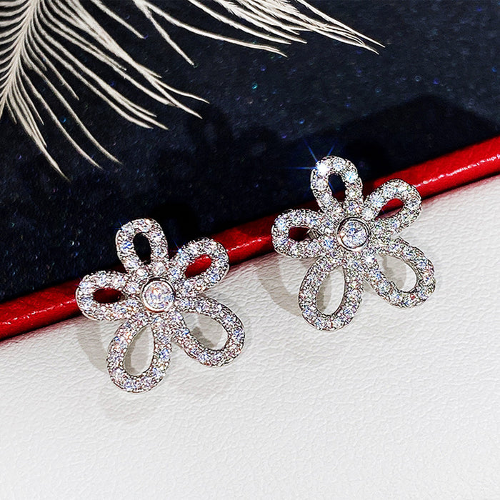 Large zircon earrings, fashionable and simple earrings