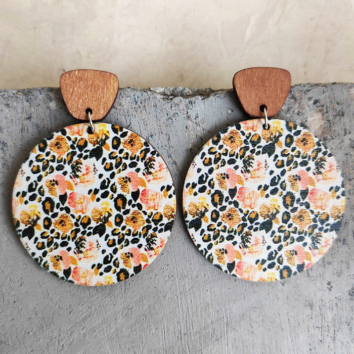 Wooden round earrings