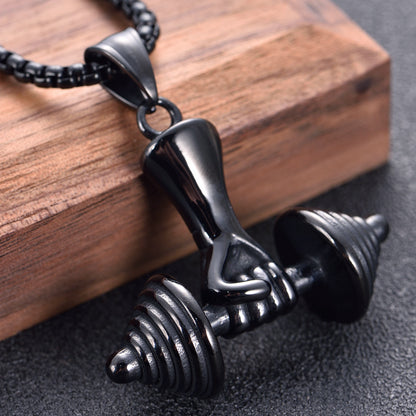 Punk Fitness Stainless Steel Fitness Dumbbell Necklace - wallojewerly 