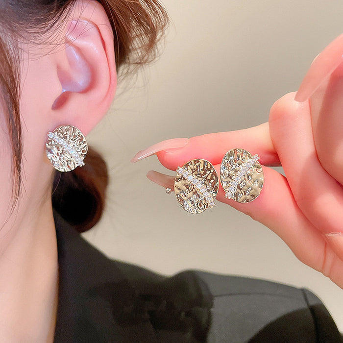 Full diamond zircon earrings, super sparkling celebrity earrings