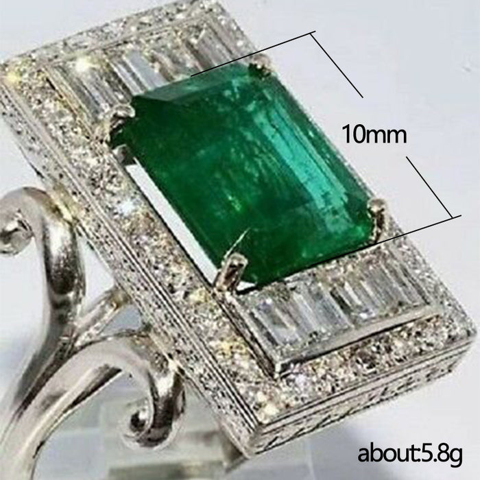 Emerald zircon ring retro palace style ring