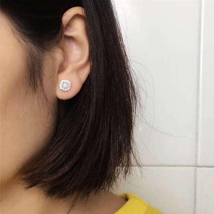 Pendientes de circonitas florales Pendientes coreanos sencillos para mujer