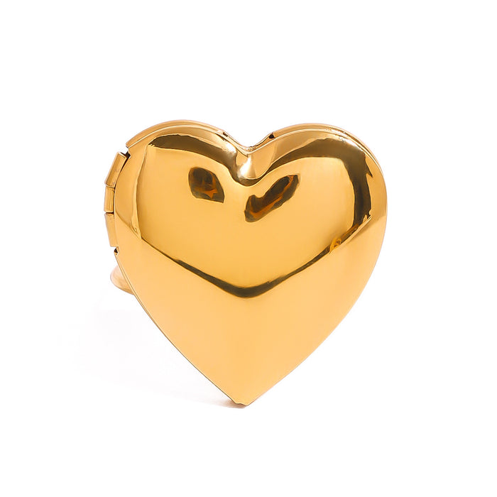 Stainless steel heart luxury ring