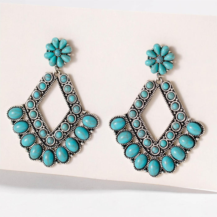 Turquoise Earrings Bohemian Hollow Geometric Earrings