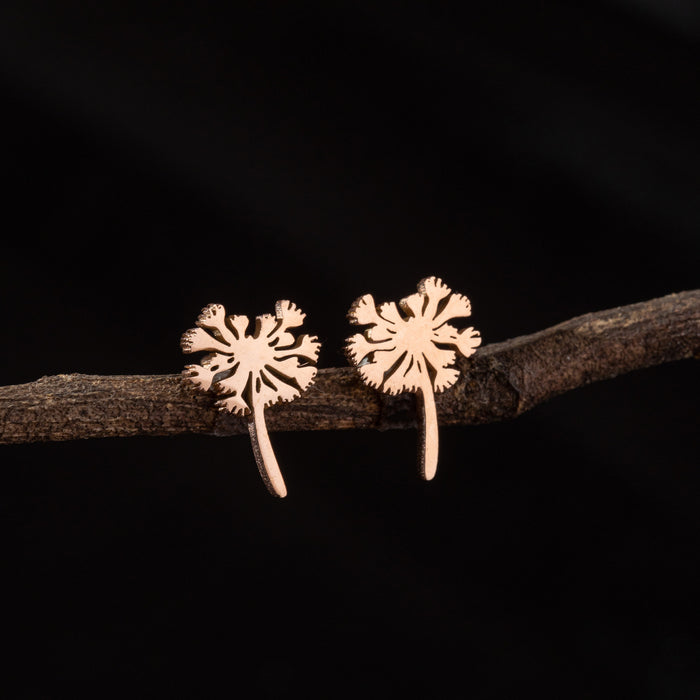 Dandelion Stainless Steel Stud Earrings - Simple and Elegant Floral Jewelry