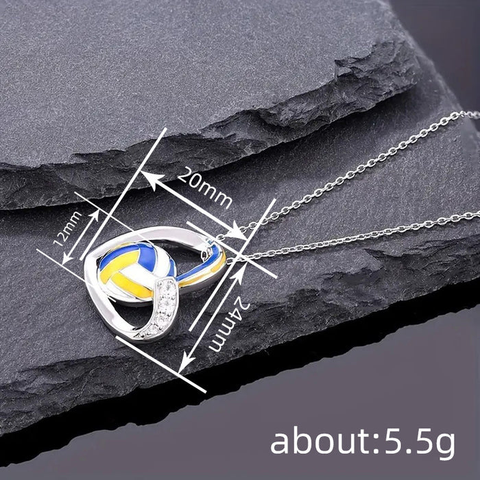 Collar deportivo con dije de voleibol en forma de corazón