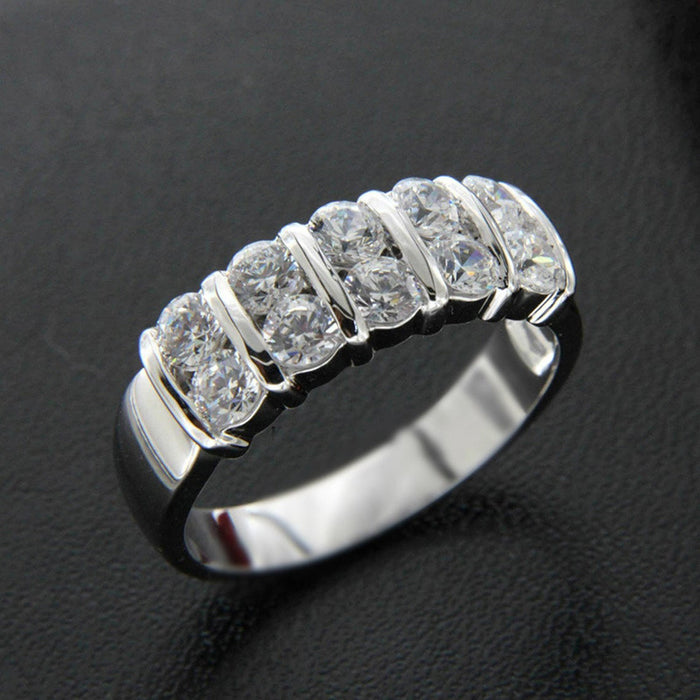 Double row zircon men's wedding ring fashion engagement ring