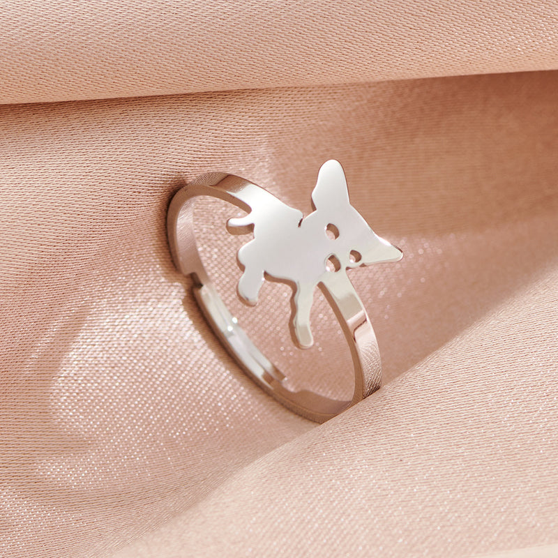 Stainless steel pet dog ring, niche design open animal ring wholesale