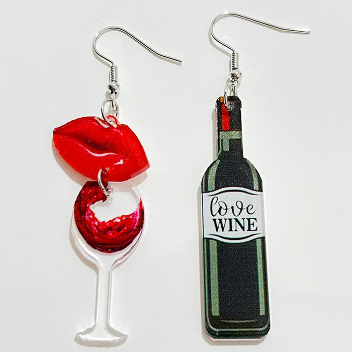 Red Valentine Lips Acrylic Earrings - wallojewerly 