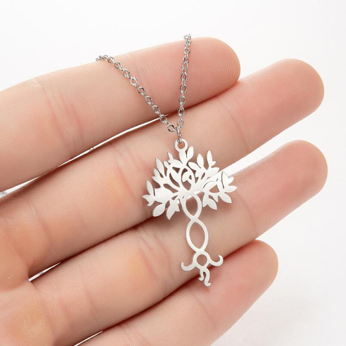 Collar con colgante de árbol de la vida, cadena de clavícula con diseño de árbol de los deseos de acero de titanio, regalo creativo, estilo Ins para mujer