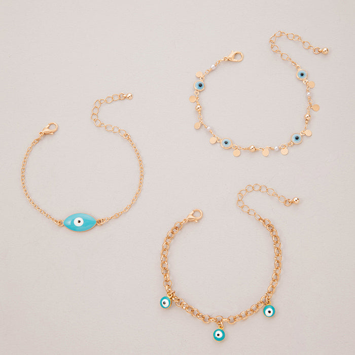 Vintage Evil Eye Pendant Bracelet Set - Multi-layered Stackable Women’s Bracelets