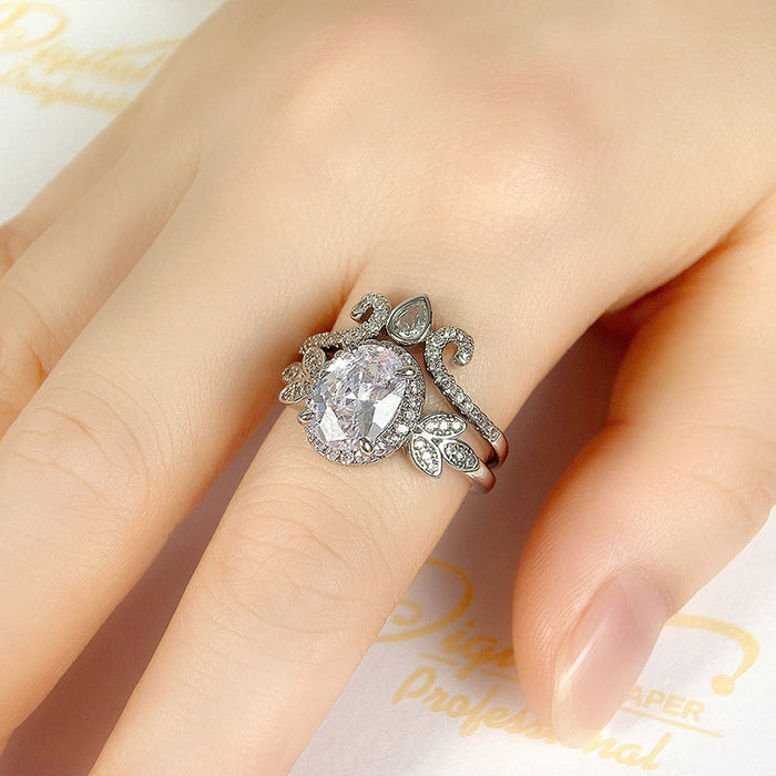 Simulated diamond crown ring princess temperament ring