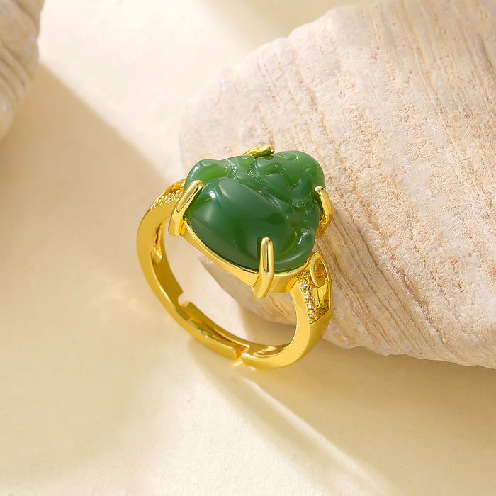 Wholesale 18K gold plated copper Maitreya Buddha open ring