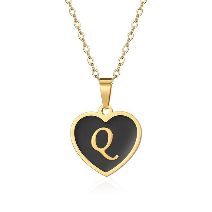 European and American new stainless steel letter necklace, gold titanium steel clavicle chain