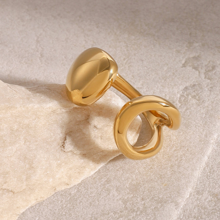 Stainless steel 18k gold open hollow ring