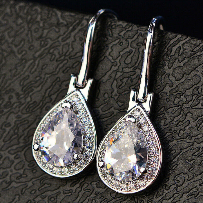 Temperament crystal water drop earrings for women all-match light luxury evening earrings