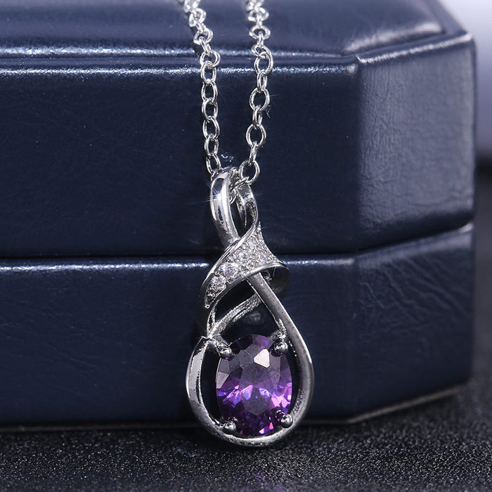 Geometric zirconium diamond pendant necklace couple jewelry