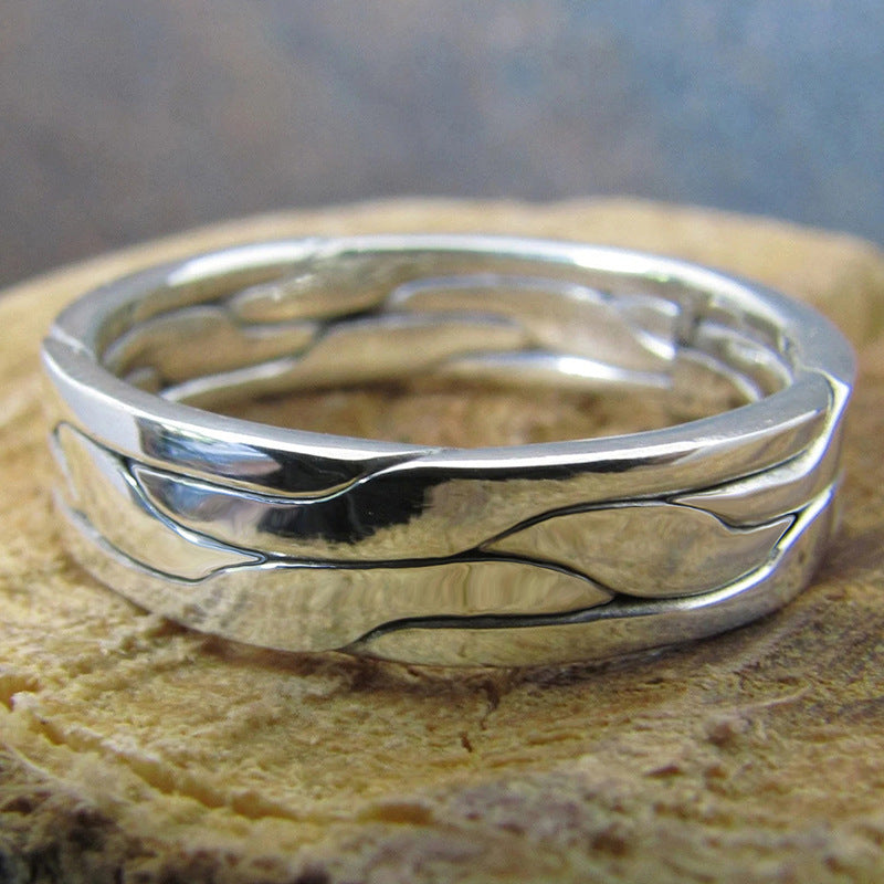Retro domineering ring simple atmosphere texture ring