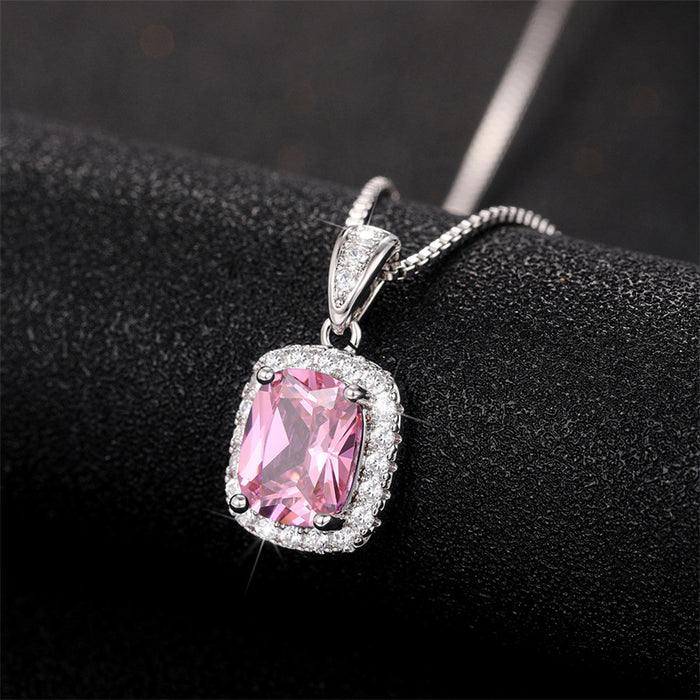 Fashionable imitation colored gemstone zircon pendant necklace