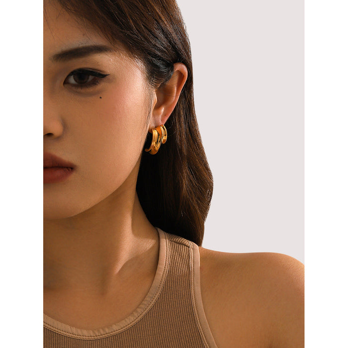 INS New 18K Gold Stainless Steel Irregular Earrings - Minimalist Titanium Steel Studs