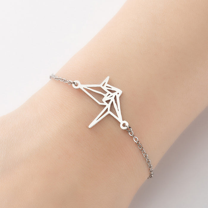 18K gold electroplated paper crane bracelet, simple cold style jewelry wholesale