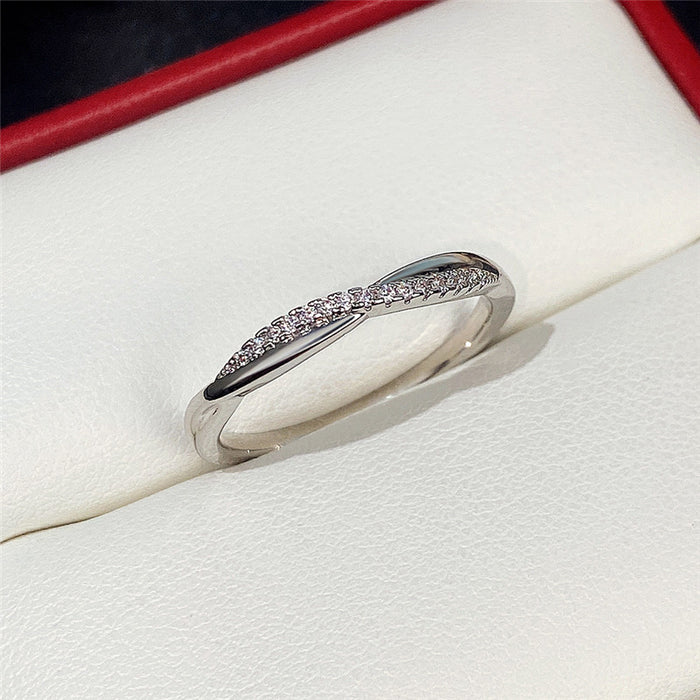 Light luxury full-studded zircon platinum female ring