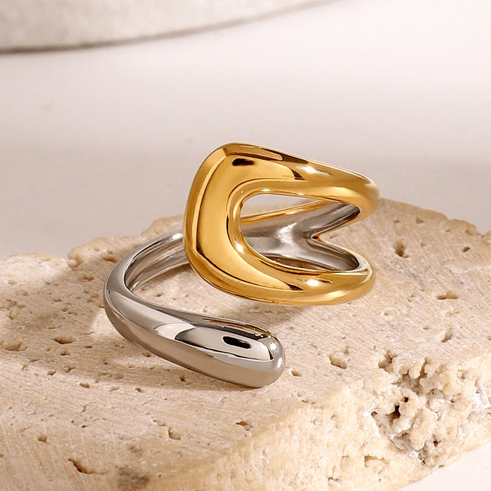 18k gold and stainless steel contrast open ring
