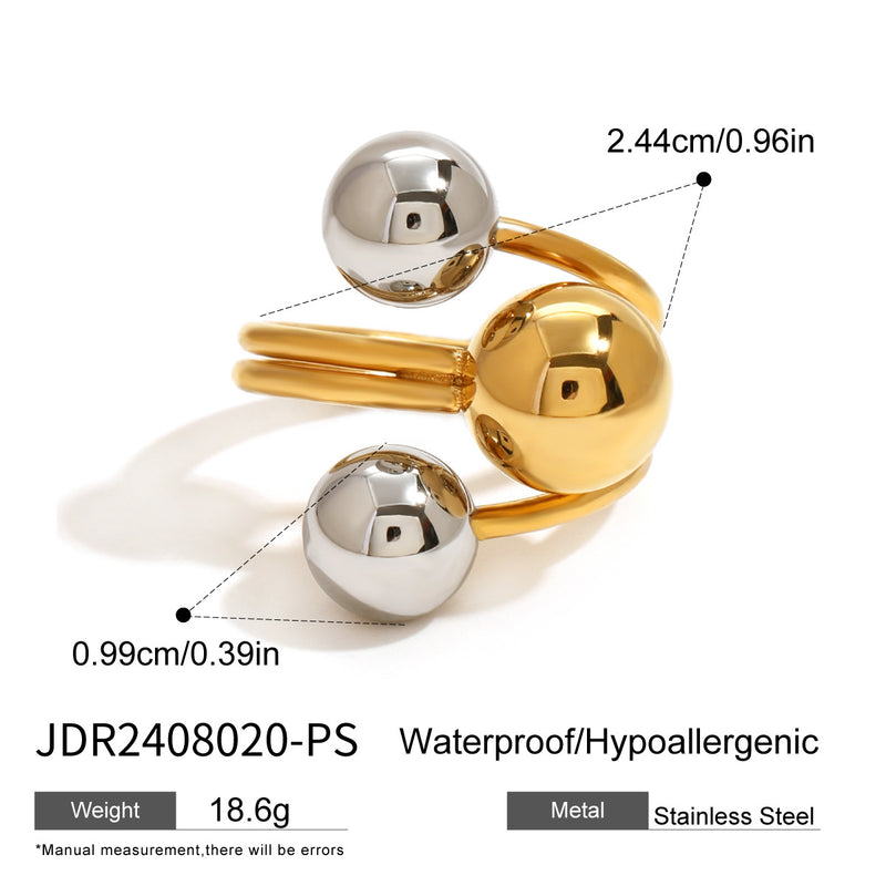 Stainless steel color-block ring